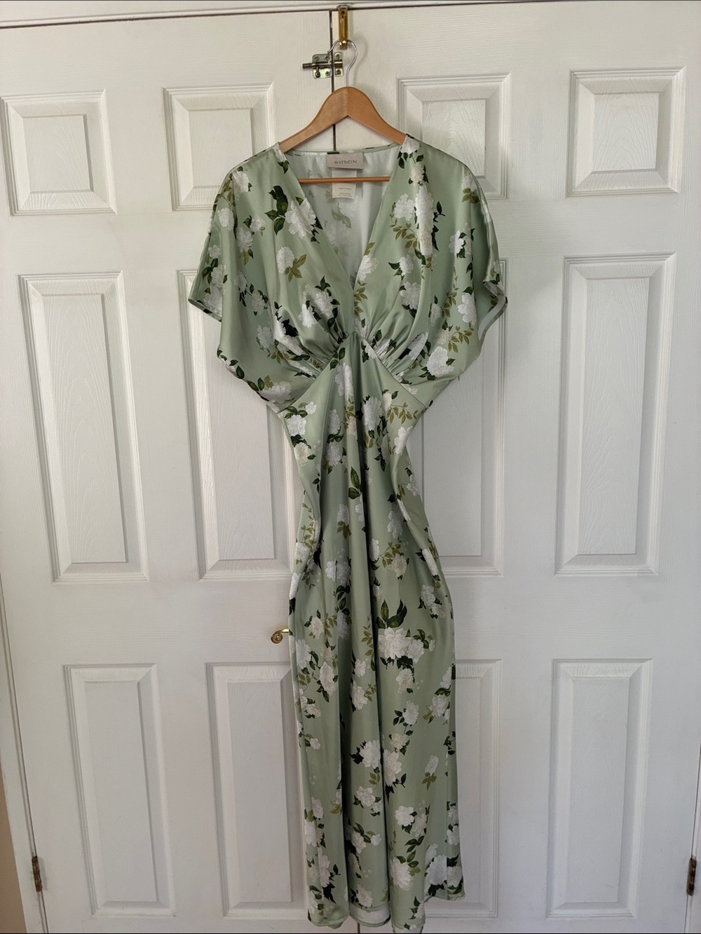 Anthropology BHLDN Leila dress Deep V Green floral maxi - Picture 4 of 7